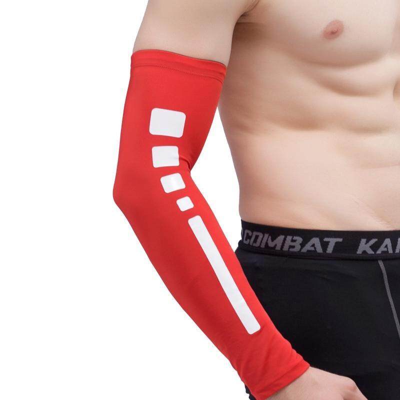 Men Outdoor Sports Elastic Breathable Anti-skid Elbow Arm Sleeve UV Protective Gear, Size: L (Red) - intl