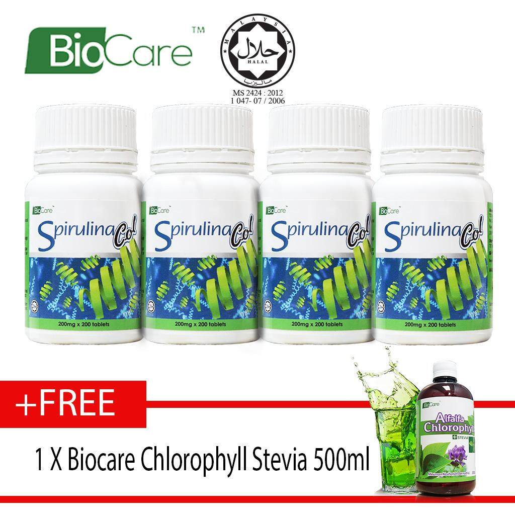 Biocare Spirulina Col 4X200 tablets FREE chlorophyll(concentrate) 500ml