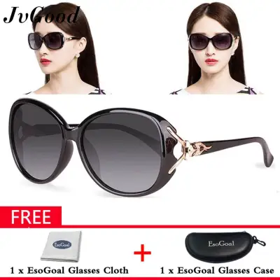 JvGood Women's Shades Oversized Polarized Fox Sunglasses 100% UV Protection with Free Storage Box