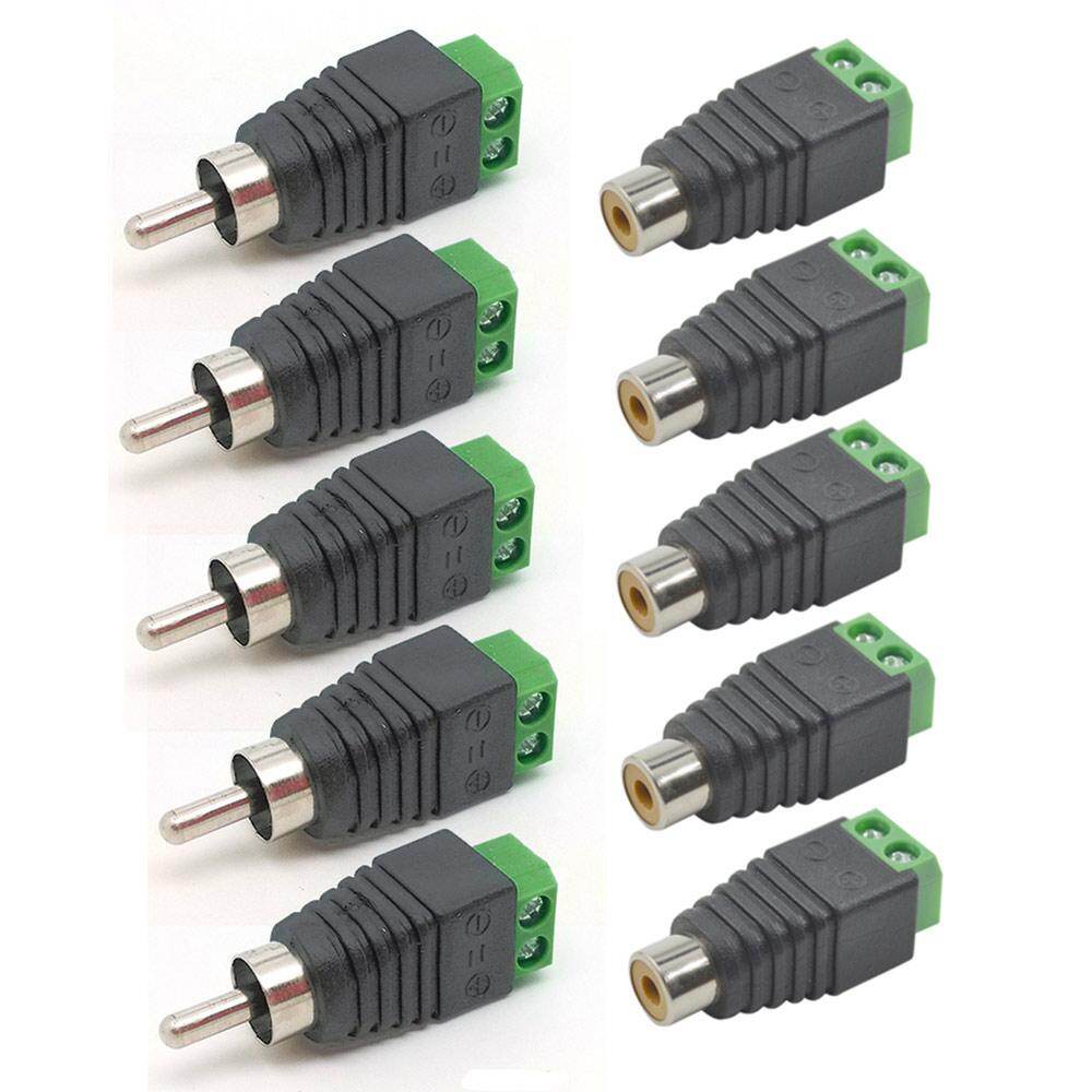 Zhaoyao RCA Berkualitas Tinggi Pria + Adaptor Wanita Konektor-10 Pcs-Internasional