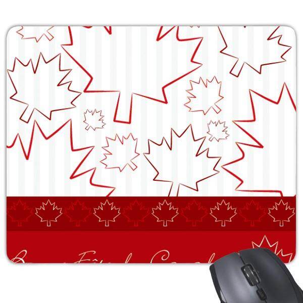 Happy Canada Day 4th dari Juli Maple Daun Sederhana Gambar Garis Persegi Panjang Non-Slip Mousepad Karet Mouse Permainan Pad Hadiah -Intl