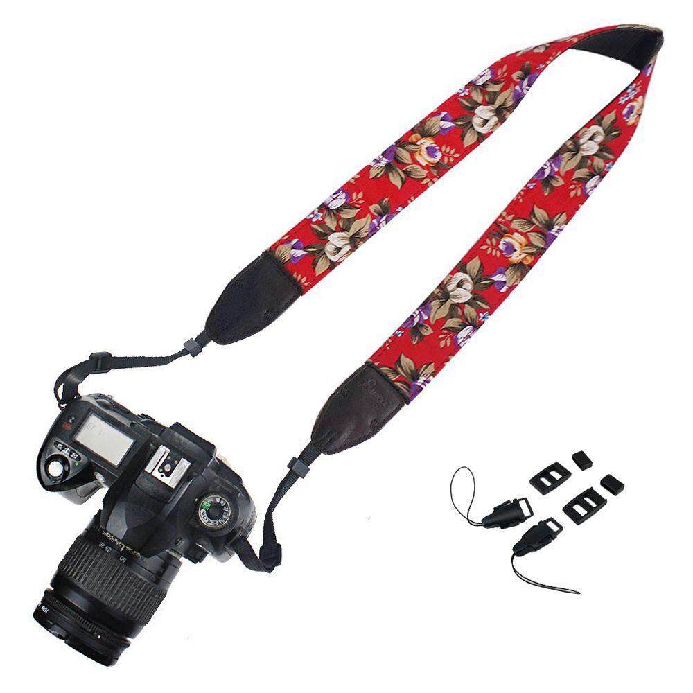 Kamera Tali Selempang Bahu dan Leher Sabuk untuk Nikon/Canon/Sony/OLYMPUS/Pentax/Mini 8/Mini 7 S /Mini 25/Mini 50 S/Mini 90/DSLR/SLR/DC/Fujifilm Instax Kamera -Bunga Merah