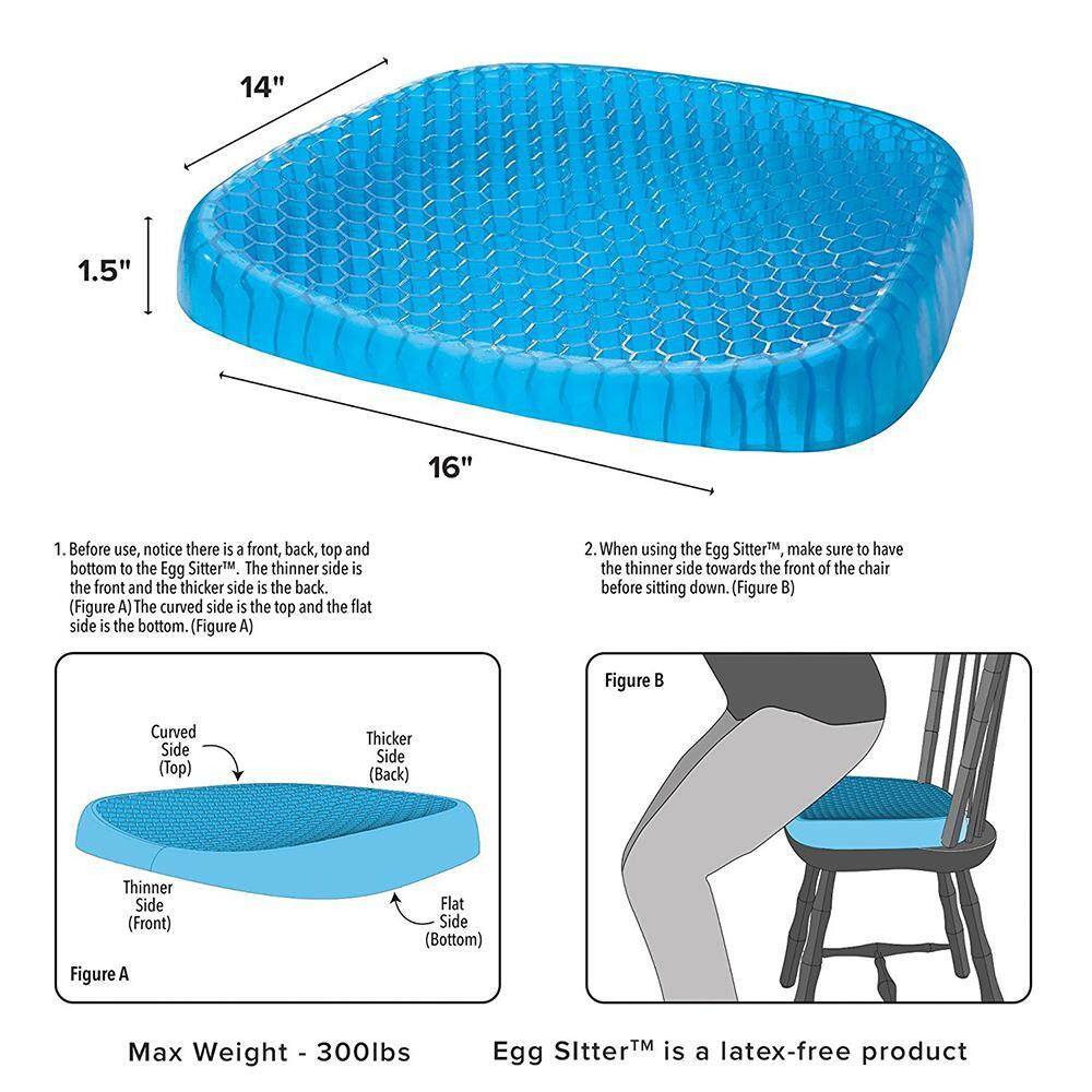 Egg Sitter Blue 3D Cooling Grid Mesh Gel Seat Cushion PGMall