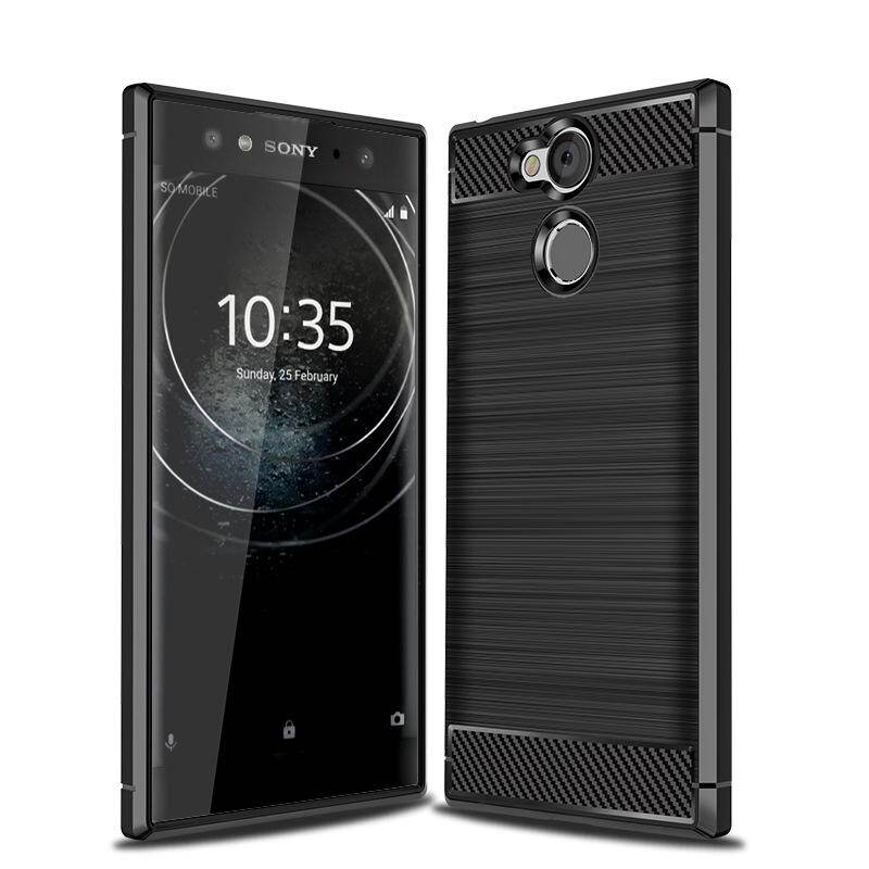 Ốp Lưng Giáp Gồ Ghề Dành Cho Sony Xperia XA2 Siêu (Kích Thước Màn Hình Chính: 6.0 Inch) Ốp Điện Thoại Mềm Bằng Sợi Carbon TPU TPU Chải