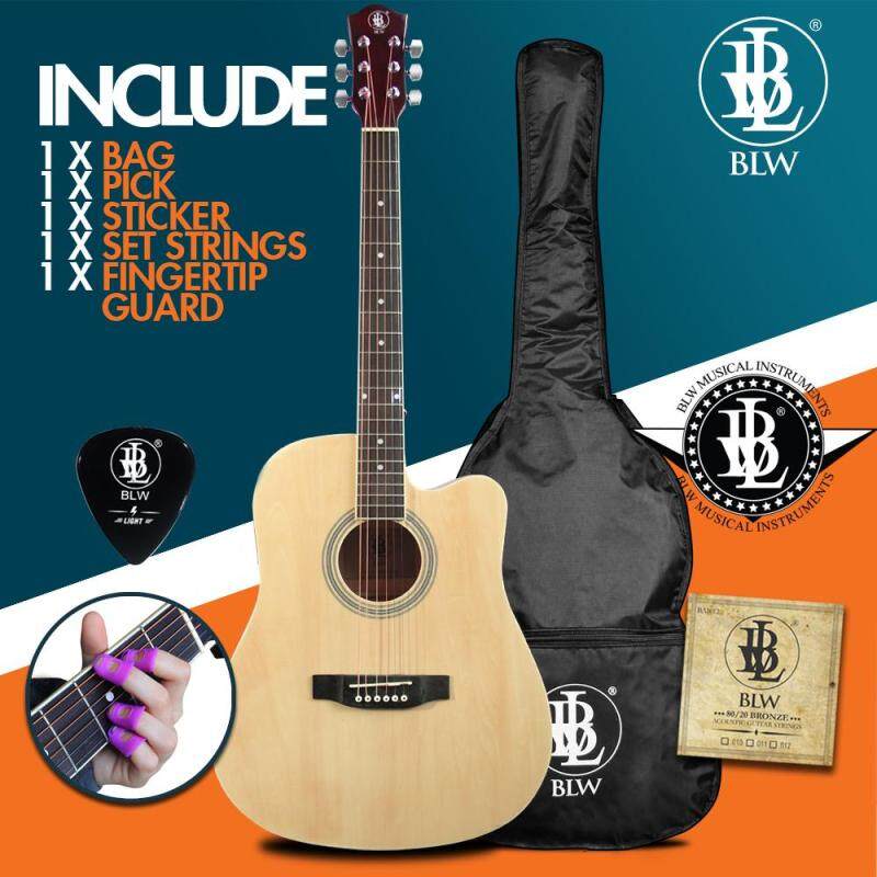 BLW 41 Inch Standard Dreadnaught Acoustic Guitar for Beginners Rosewood fingerboard SD410 Comes with Bag, String Set, Fingertip Guard, Pick and Merchandise Sticker Malaysia