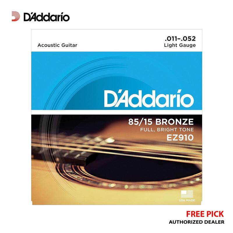 [USA MADE & Original] DAddario EZ910 85/15 Bronze Acoustic Guitar Strings (Light) + Free Pick Malaysia