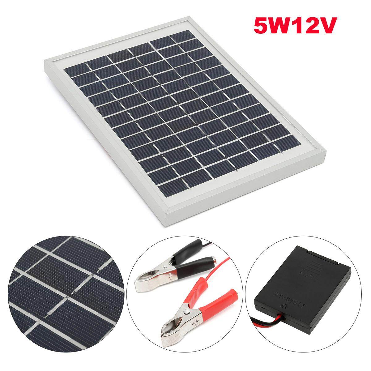 ดูภาพ LEORY 5 วัตต์ 12 โวลต์ PolyCrystalline แผงโซล่าร์เซลล์ storge พลังงานชาร์จพลังงานแสงอาทิตย์โมดูลบล็อกไดโอด + 2 xAlligator คลิป + 4 เมตร - INTL เพิ่มเติม LEORY 5 วัตต์ 12 โวลต์ PolyCrystalline แผงโซล่าร์เซลล์ storge พลังงานชาร์จพลังงานแสงอาทิตย์โมดูลบล็อกไดโอด + 2 xAlligator คลิป + 4 เมตร - INTL