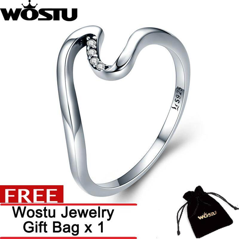 WOSTU Nhẫn Ngón Tay Lượn Sóng Tháng Bảy Bằng Bạc Thật 100% 925, Đối Với Phụ Nữ, Quà Tặng Trang Sức Bạc Sterling Cho Tiệc Cưới Đính Hôn ZBSCR378