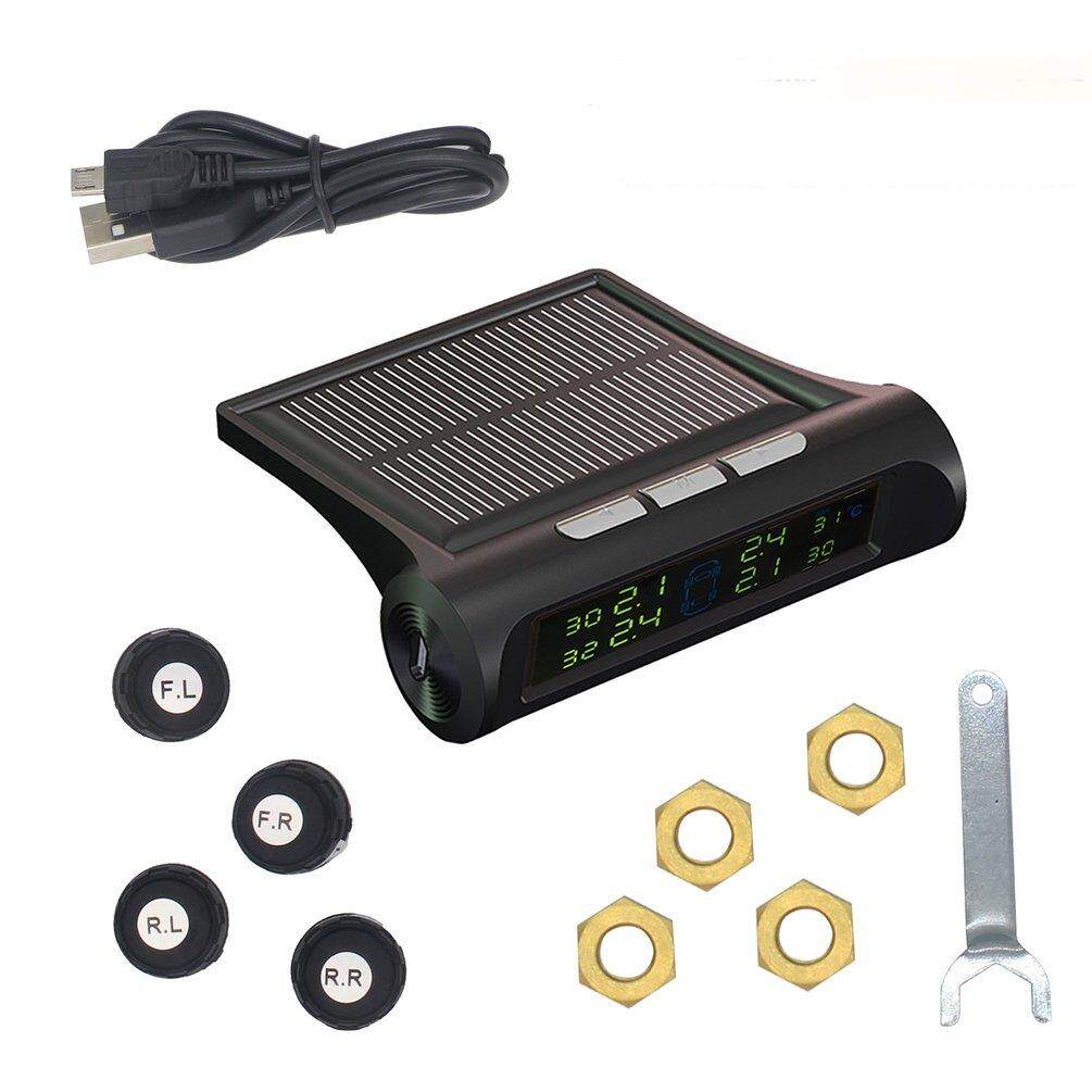 ELEC Solar p*owered TPMS Tire Pressure Monitoring System Real-time Detection Alarm