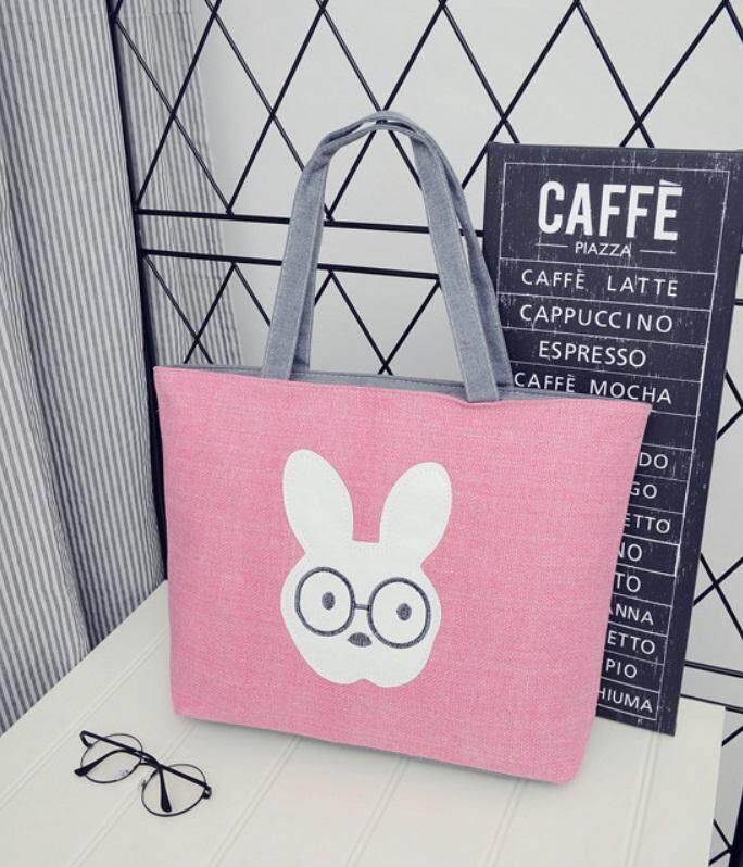 SAGE Fashion Environmental Protection Canvas Shopping Bags Handbag Tote Bag Single Shoulder Bag - Rabbit