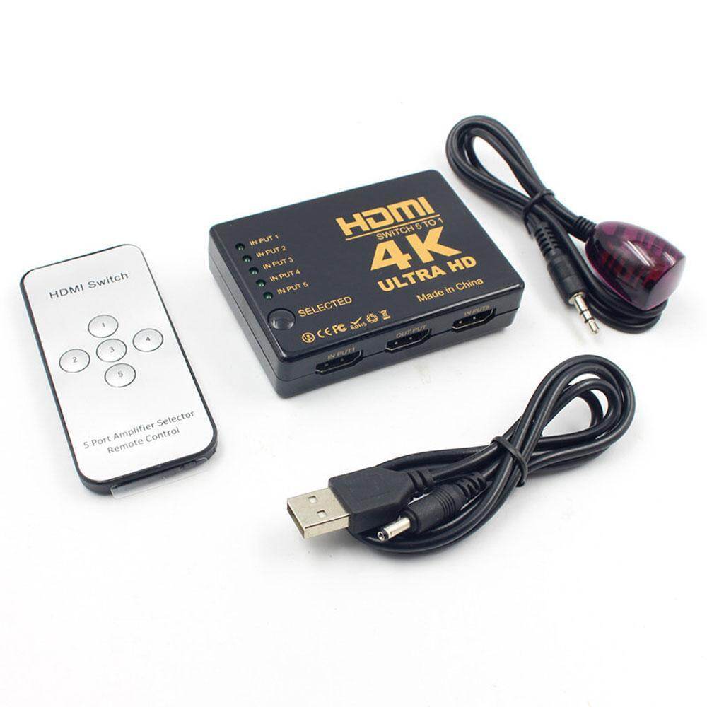 Orzbuy Sakelar HDMI 5X1, dukungan HDCP 1080 P 5 Di 1 Sakelar HDMI Ini Adalah 4 K Cerdas 5 Port 4 K HDMI Auto Switcher kotak Audio/Video Adaptor Pengalih Kompatibel dengan 4 K Ultra Resolusi HD untuk Mac Pcs Xbox Televisi-Intl