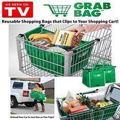 [PROMO]2PCS Grab Bag Reusable Shopping Bags TV PRODUCT clip-to-cart