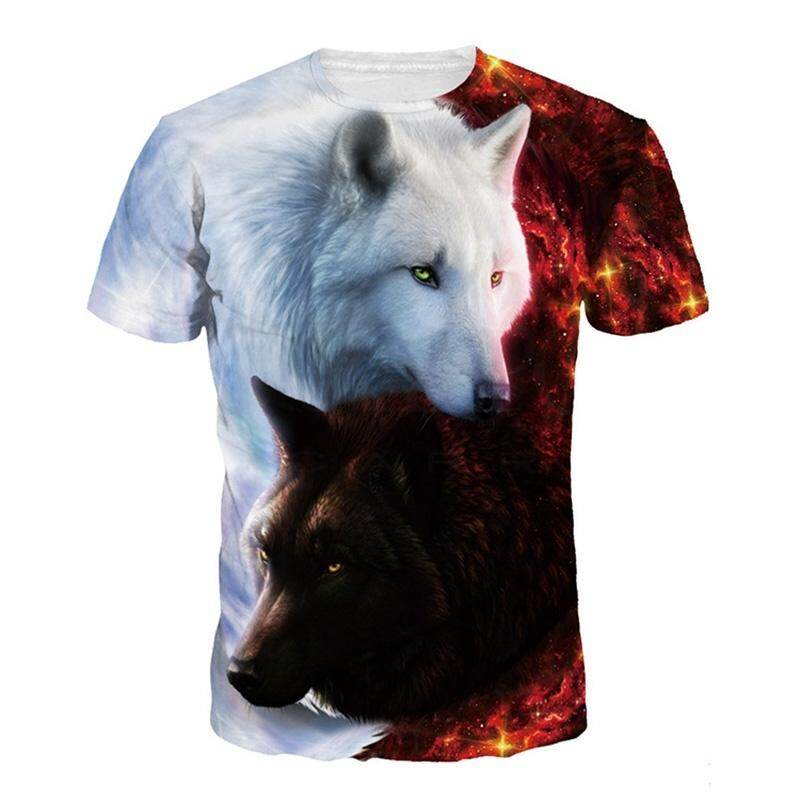 Áo Nam Vui Nhộn Áo Thun In 3D Sói Áo Thun Ngắn Tay Thường Ngày