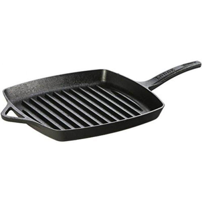 Skillets Lodge Dishwasher Safe Seasoned Cast Iron Grill Pan - 11 Inch Rust Resistant Ergonomic Cast Iron Skillet with Grill Ribs Tupperware - intl Singapore