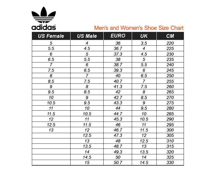 Adidas Size Chart Shoes Womens