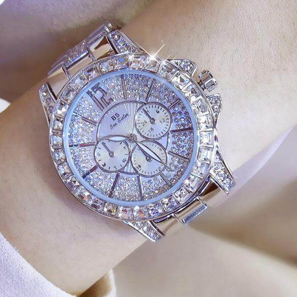 Bs Jam Tangan perempuan bor Produk Asli Tahan Air Kualitas Unggul gelang jam tangan wanita gelang Penuh Berlian glamor Gaya Korea Siswa perempuan Jam Tangan