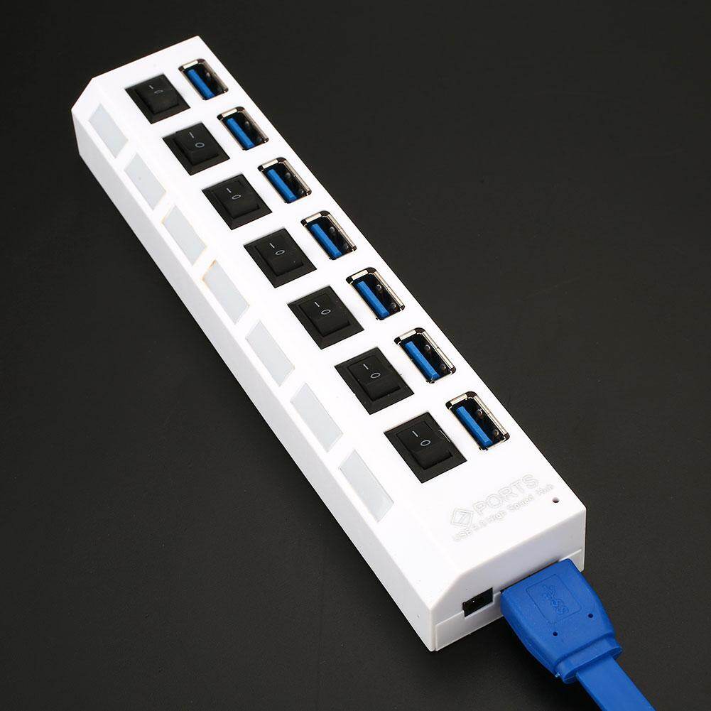 Bali 7 Port Usb 3.0 Hub dengan ON/OFF Switch untuk PC Desktop Laptop Notebook Putih-Intl
