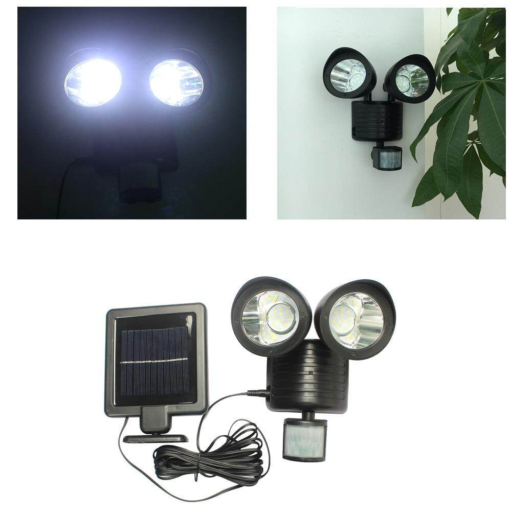 PS 22 LED Highlight Double Spotlights Solar Garden Light Outdoor
Waterproof Wall Lamp Black