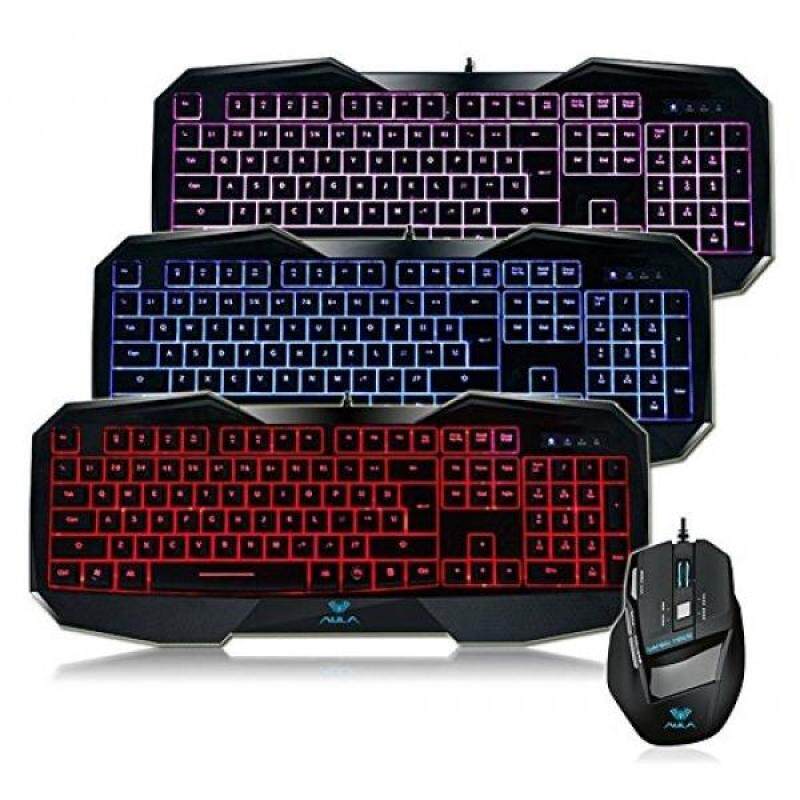 PC Game Hardware AULA Backlit Gaming Keyboard and Mouse Combo with Adjustable Backlight (SI-859 + SI-928) - intl Singapore