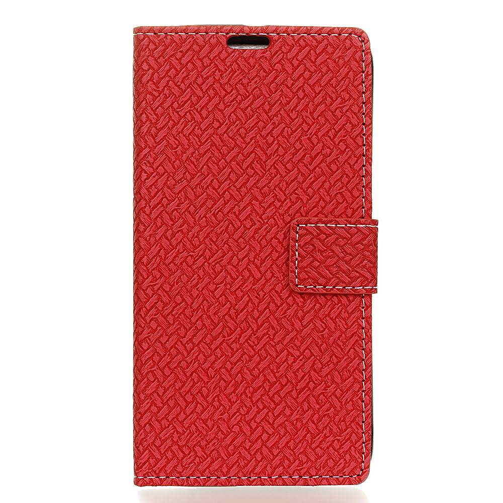 Case for Fujitsu Arrows NX F-01k Woven Pattern PU Leather Wallet Case Magnetic Flip Stand Cover with Card Slots Photo Frame - intl