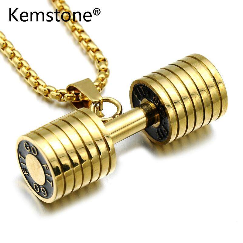 men's dumbbell necklace