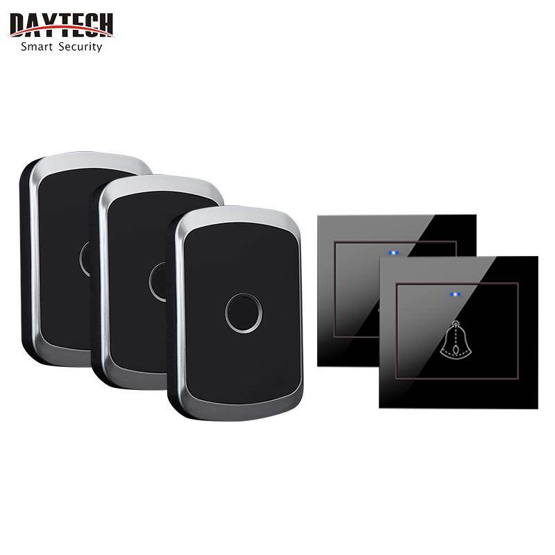 Chuông cửa không dây daytech chuông cửa chống nước 300m chuông cửa thông minh 3 âm lượng 36 âm thanh chuông cửa uk/us cắm 3 bộ thu với 2 nút