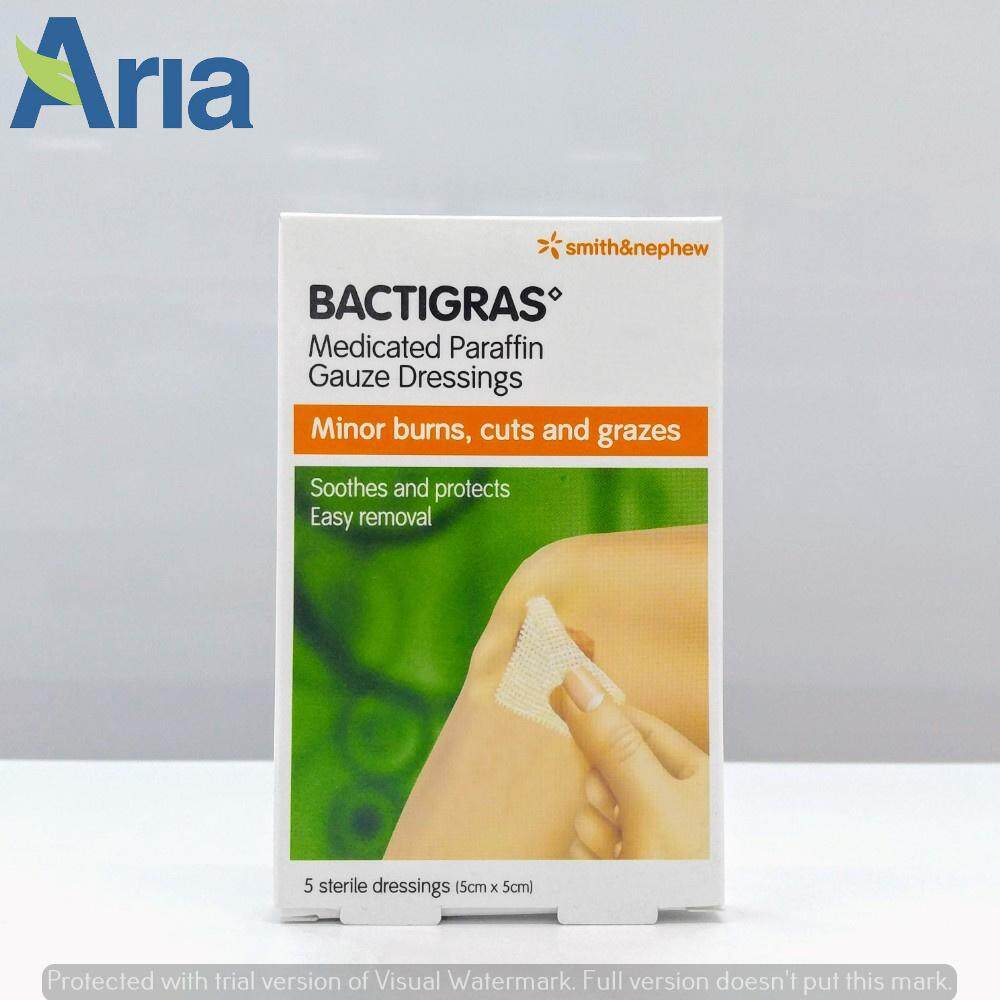 Bactigras Medicated Paraffin Gauze Sterile Dressing 5'pcs [5cm x 5cm
