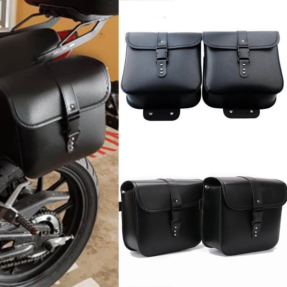 2 ชิ้นหนัง PU Saddlebags กันน้ำ Back Pack กระเป๋าเดินทางกีฬาสำหรับ Harley