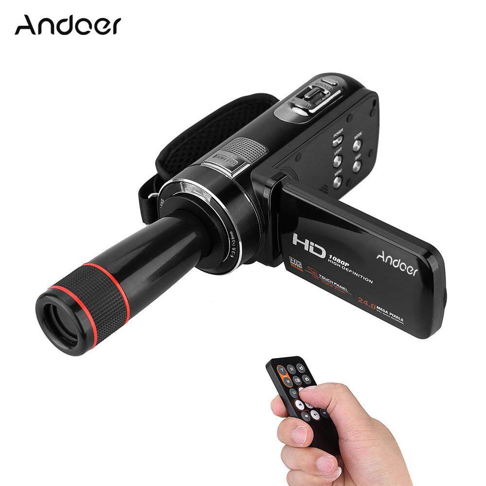 Andoer HDV-Z8 PLUS 1080P 30fps FHD 24MP Digital Video Camcorder Vlogging Camera with 12X Telephoto Lens 3inch Touch Screen 16X Digital Zoom Remote Control