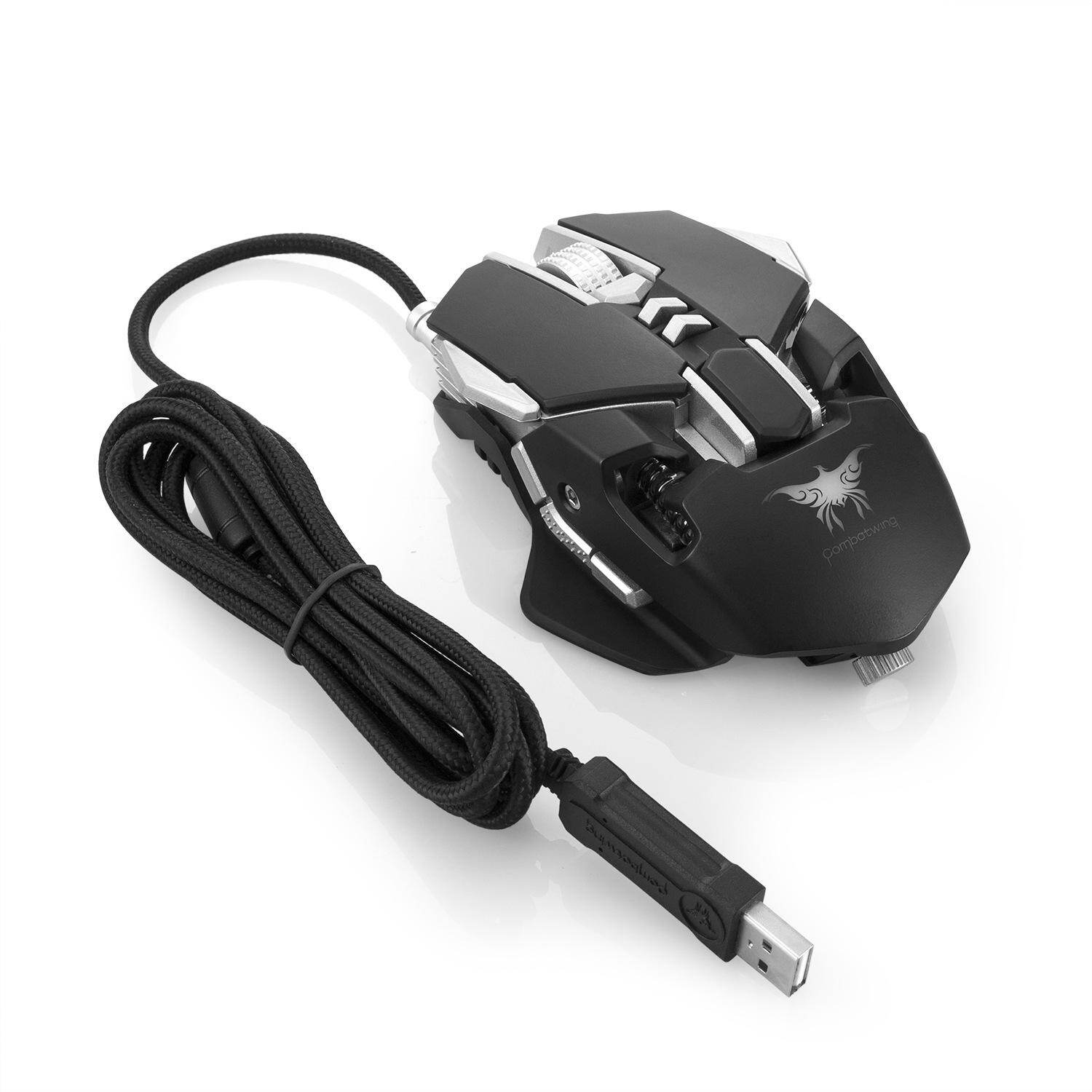 Combaterwing CW30 Kabel Mouse Gaming Mouse 7 Tombol 3200 Dpi 1000Hz Tingkat Pengembalian Pengaturan Berat 4 Warna Lampu LED Cahaya Memudar-Intl