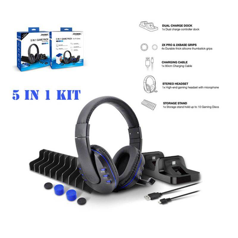 DOBE Bộ Trò Chơi 5 Trong 1 Đế Sạc Bộ Tai Nghe Chơi Game Có Micrô Chân Đế Trò Chơi Cho PS4/PS4 Pro/PS4 Slim