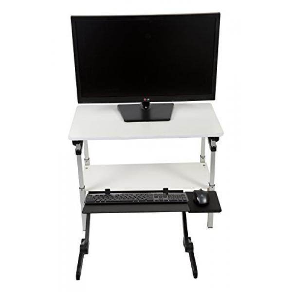 Uncaged Ergonomics Lift Meja Berdiri Konversi Kit, Tinggi Terjangkau Ergonomis Tinggi Disesuaikan Dudukan Monitor + Negatif Tilt Baki Keyboard, putih + Hitam (Lsdwb)-Intl