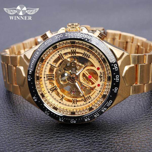 WINNER Men Watch 2018 Automatic mechanical watches Sport Skeleton  Design Bezel Golden Watch Mens Watches Top Brand Luxury  Clock