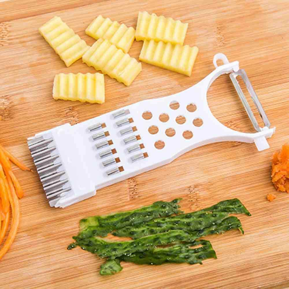 Queo Sayur Dapur Slicer untuk Buah dan Sayuran Kentang Multifungsi Mandolin Pengupas Kentang Pengiris Wortel Grater-Intl