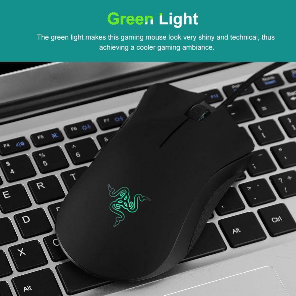 USB Mouse Gaming Optik Mouse Gaming 50 Juta Klik Respons Cepat Ergonomis Mouse Gamer dengan Lampu Hijau-Intl