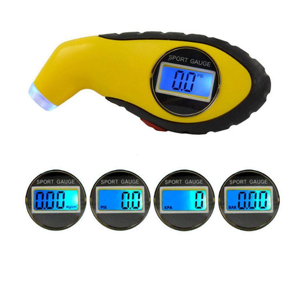 yiuhua LCD Screen Digital Tire Tyre Air Pressure Gauge Tester Tool For Auto Car Motorcycle PSI, KPA, BAR (Yellow)