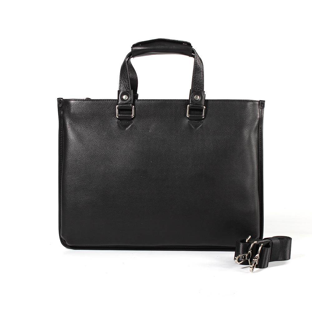 Pada Bulan Juni Kulit Pria Baotou Kulit Horizontal Section Tas Secara Alami Melempar Pria Kasual (Hitam)