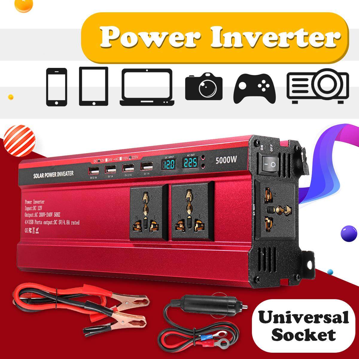 5000 วัตต์รถพลังงานแสงอาทิตย์เครื่องแปลงไฟ DC 12 โวลต์ AC 220 โวลต์ AC Sine WAVE Converter