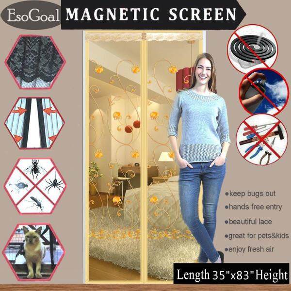 EsoGoal Magnetic Screen Door with Heavy Duty Mesh Curtain and Full Frame Velcro Keep Bugs Out,Let Fresh Air In.Screen Door Mesh Is Bulit Tough,Close Automaticlly (35  x 83  /90 x 210cm) - intl