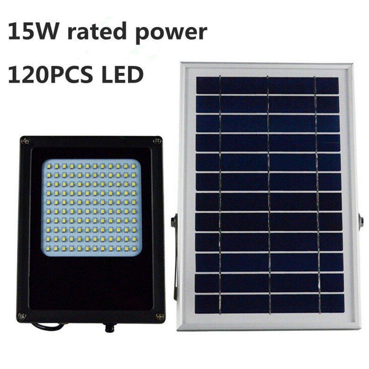 15 วัตต์ 120 LED แผงพลังงานแสงอาทิตย์ Floodlight เซ็นเซอร์กลางคืน Outdoor โคมไฟจุดสวน