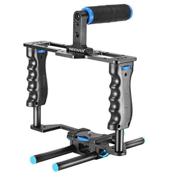 Neewer Aluminum Alloy Camera Video Cage Film Movie Making Kit include:(1)Video Cage(1)Top Handle Grip(2)15mm Rod for DSLR Cameras Such as Canon 5D mark II III 700D 650D Nikon D7200 Pentax Sony Olympus
