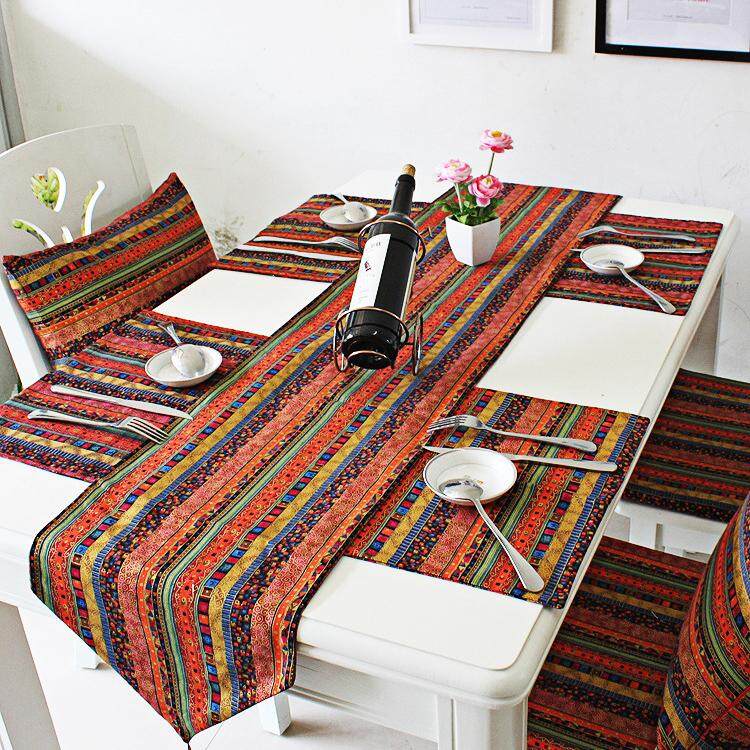 Folk Style Cotton Place Mat Table Runner Tablecloth Hotel Bed Runner Home Table Decoration Runners # Placemat 30*40cm