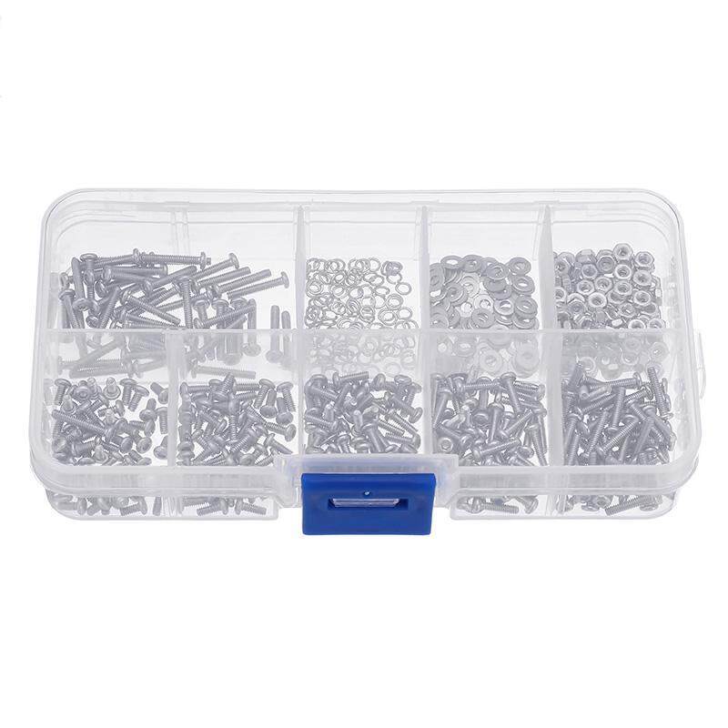 Suleve M2SSH1 600pcs M2 304 Stainless Steel Hex Socket Screws Bolt With Hex Nuts Washers Assortment - intl