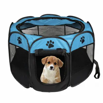 Portable Folding Pet tent Dog House Cage Dog Cat Tent Playpen Puppy Kennel Easy Operation Octagon Fence #B