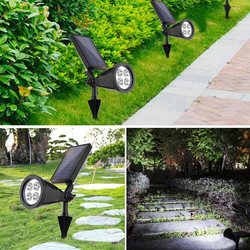 Outdoor Solar Powered Lawn Light 4LED Garden Yard Pathway Spotlight Lamp (White, 1W)