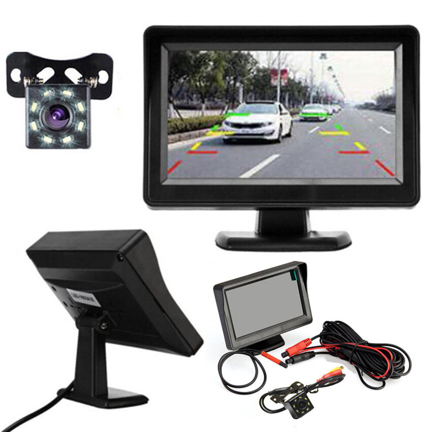 TFT-LCD 4.3 Inch Màn Hình Kỹ Thuật Số Camera Quan Sát Phía Sau Xe Hơi 12V Bộ Camera Lùi Dự Phòng Màn Hình, Hệ Thống Quan Sát Phía Sau Đỗ Xe Đảo Chiều Tầm Nhìn Ban Đêm