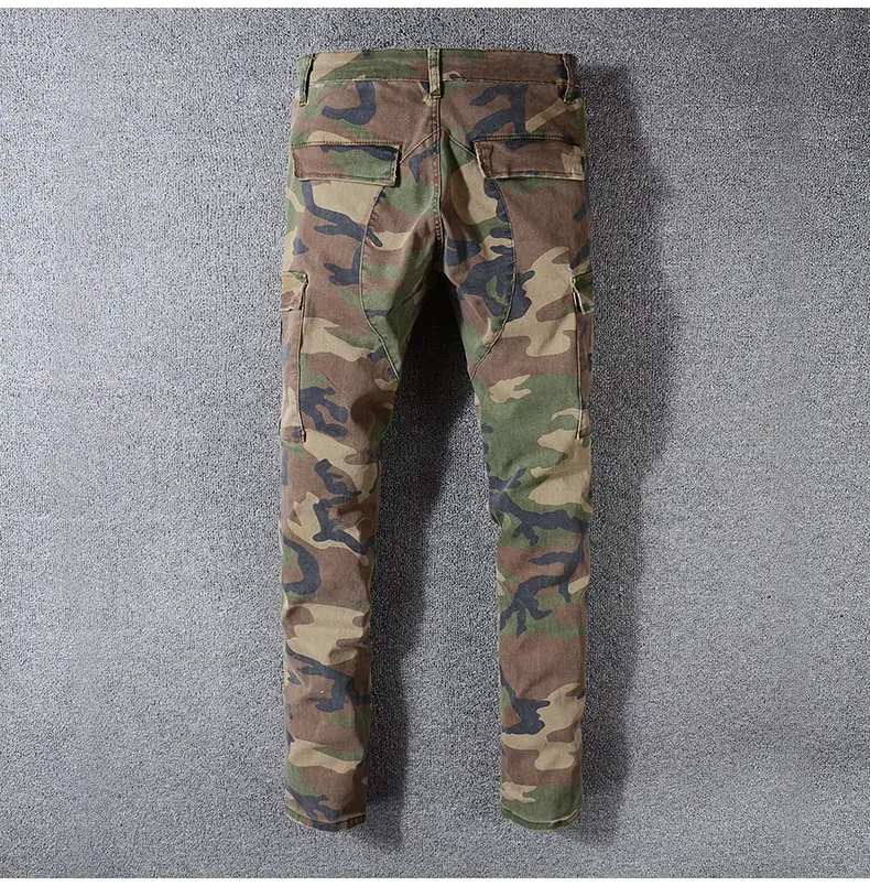 camo moto jeans