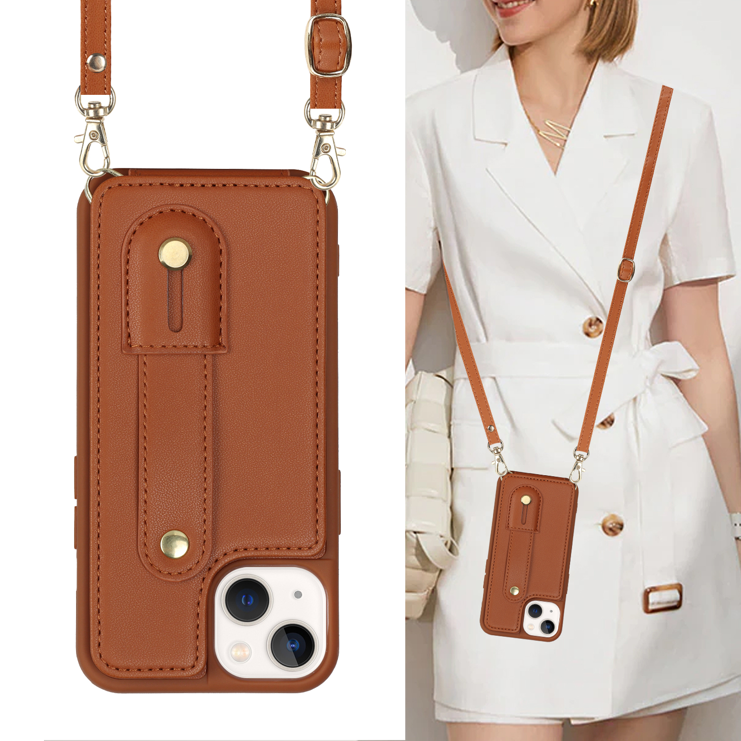 Phone Case Wallet With Leather Card Holder And Wrist Strap For Iphone_voghion.com