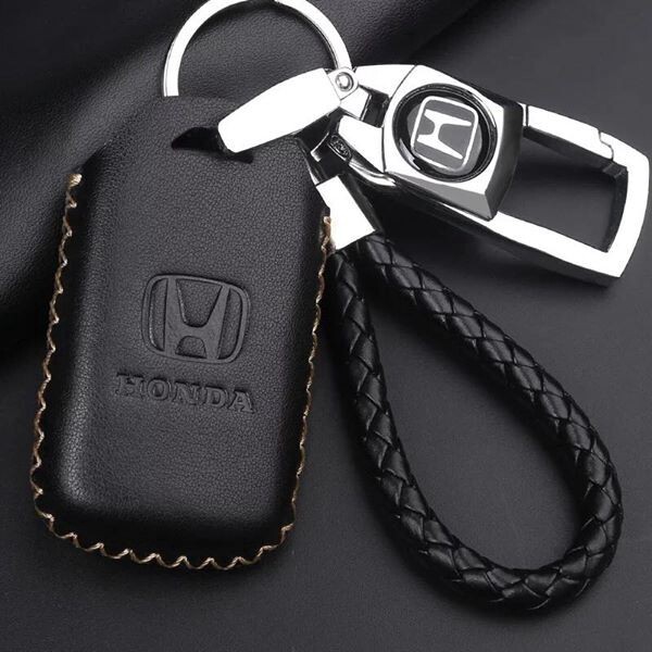 Huiyisunny Vỏ Bọc Chìa Khóa Xe Honda City Civic Vỏ Bọc Chìa Khóa Xe Hơi Bằng Da Nút Thông Minh Phù Hợp Cho Tất Cả Các H (Màu Đen)