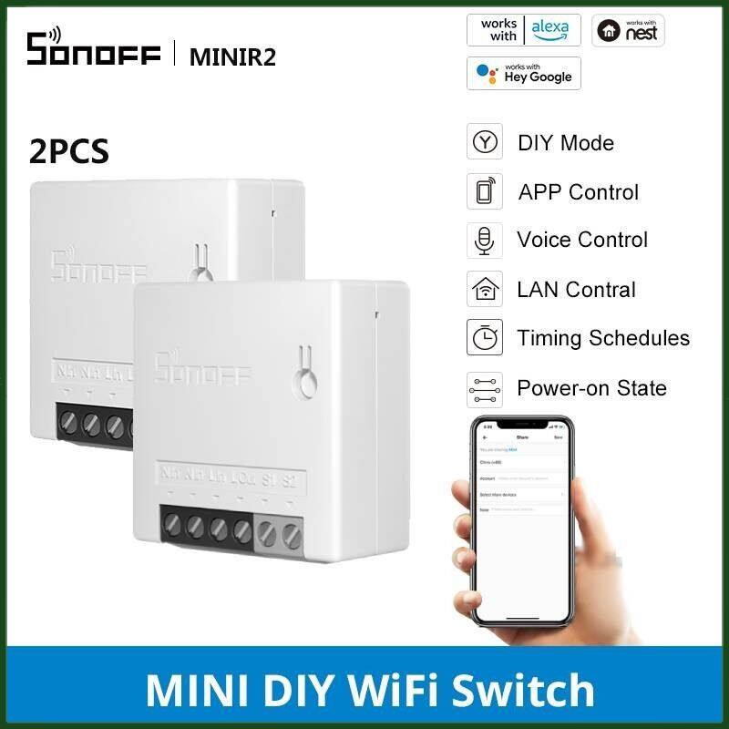 Romahome sonoff công tắc thông minh wifi nâng cấp mini r2 điều khiển từ xa thân nhỏ hai chiều qua ứng dụng ewelink hỗ trợ cho nhà alexagoogle